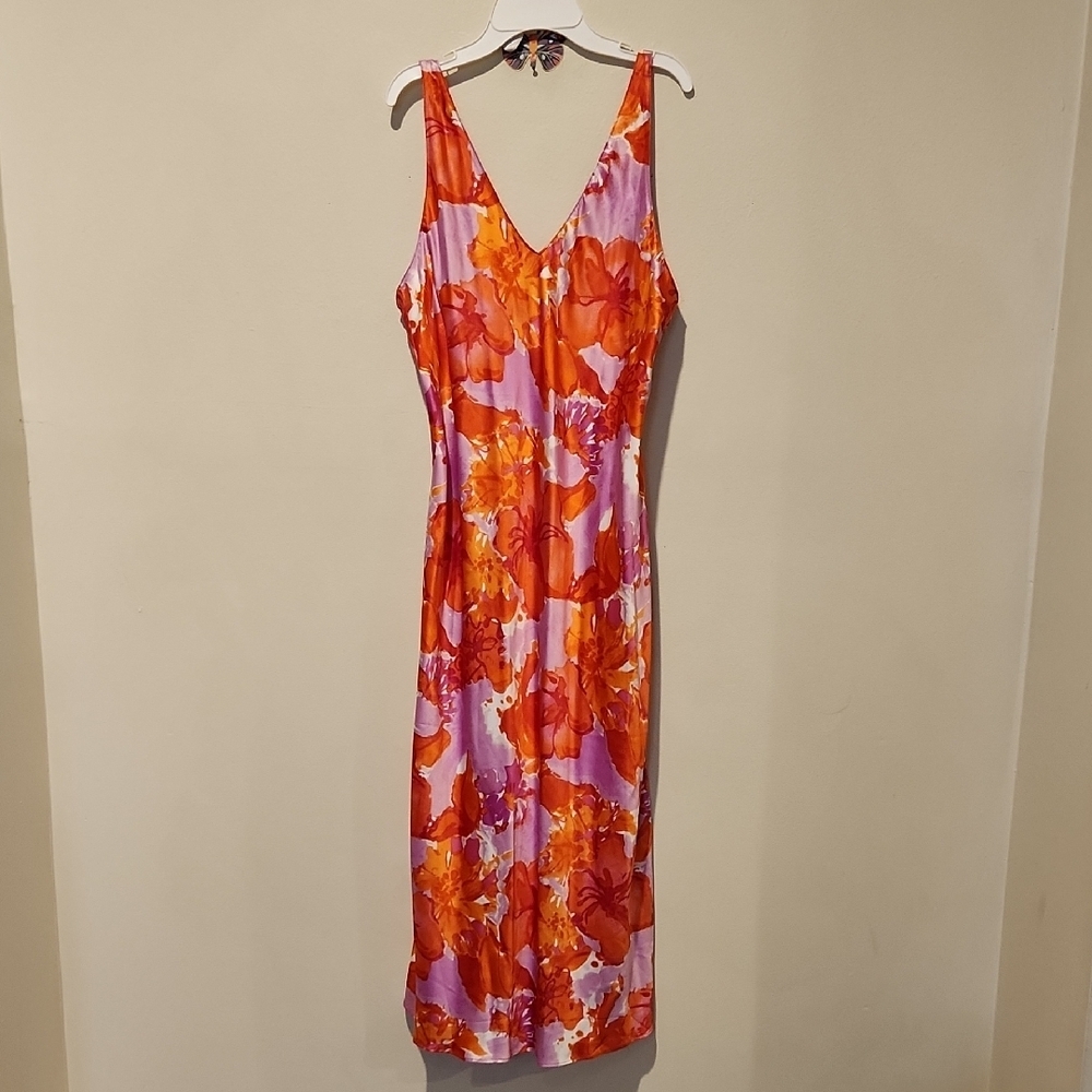 ❤️ N NATORI FLORAL SATIN SLIP DRESS, SMALL - Picture 6 of 11